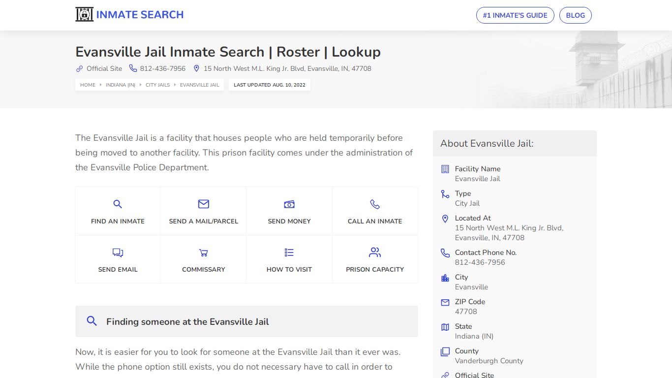 Evansville Jail Inmate Search | Roster | Lookup