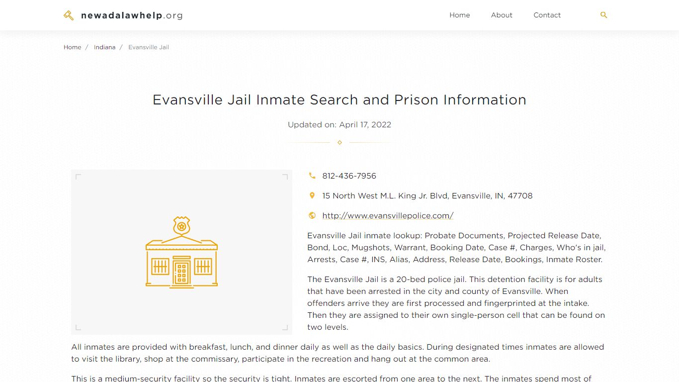 Evansville Jail Inmate Search, Visitation, Phone no ...